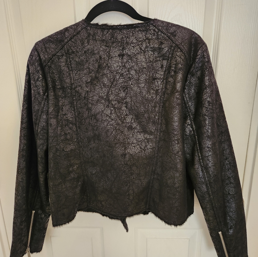 Michael Kors Moto Cropped Black Jacket Women's size Medium 🎉HP 🎉 - Picture 7 of 8